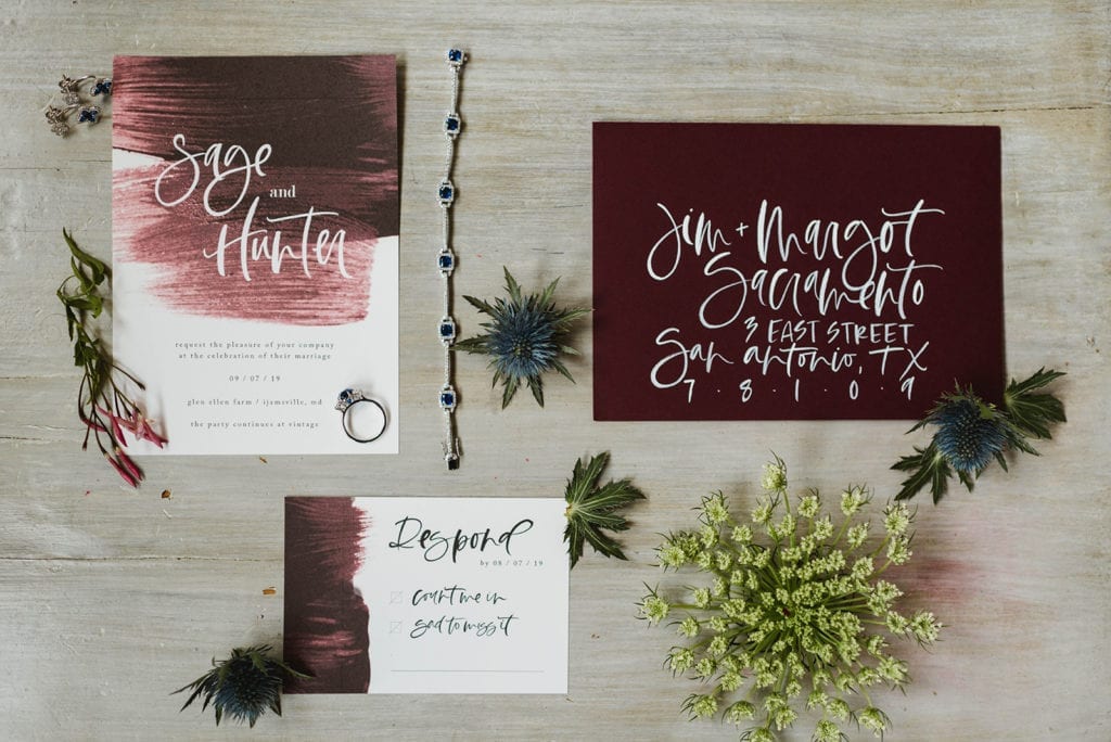 Bare Ink Co, burgundy stationary, Boone and Sons, sapphire jewelry