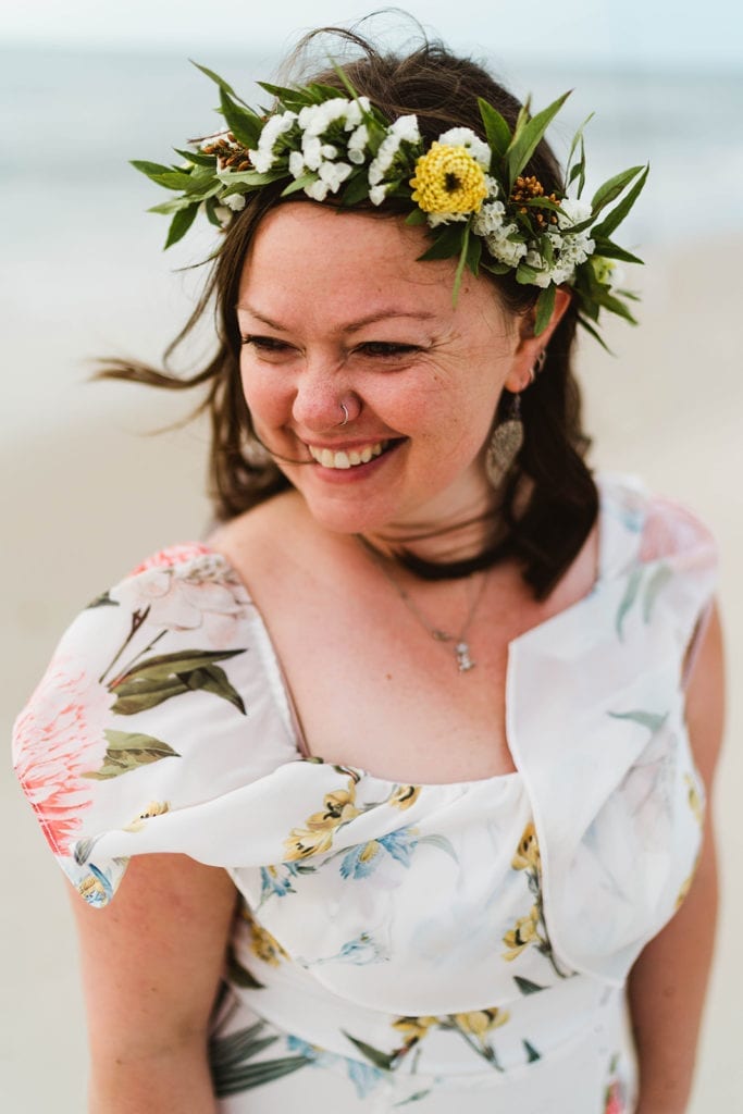 elopement bridal flower crown with local maryland grown flowers